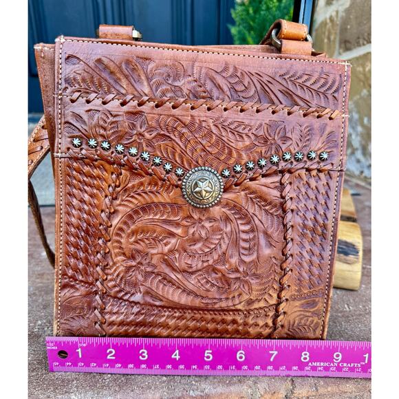 American West Tooled Leather Western Purse – 10x8.5 – Great Condition 👜🤠 - Picture 10 of 11